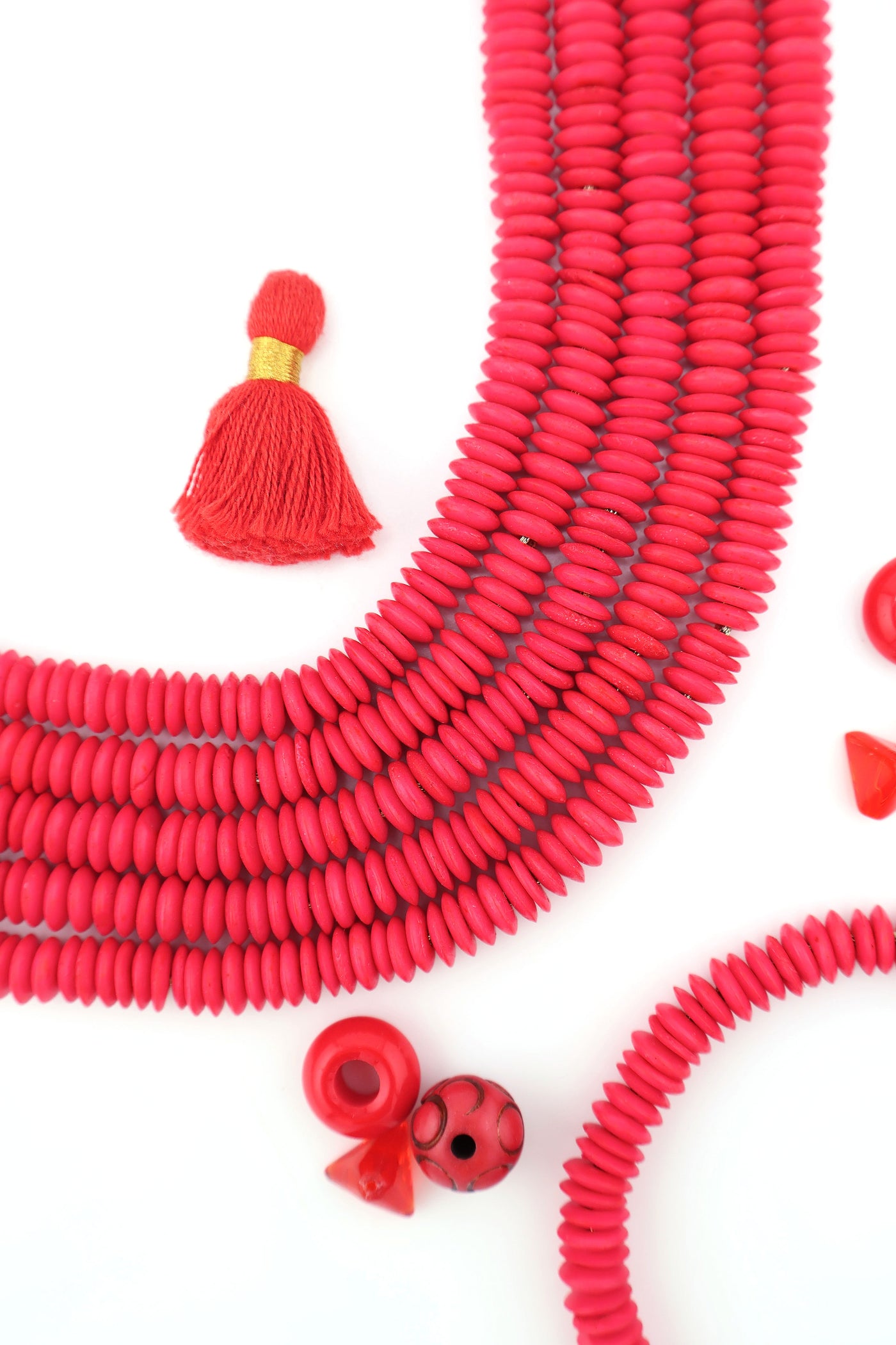 8mm Bright Red Saucer Discs Beads, 90 pieces for making western and beach style DIY jewelry