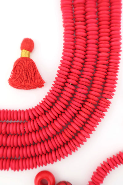 8mm Bright Red Saucer Discs Beads, 90 pieces for making western and beach style DIY jewelry