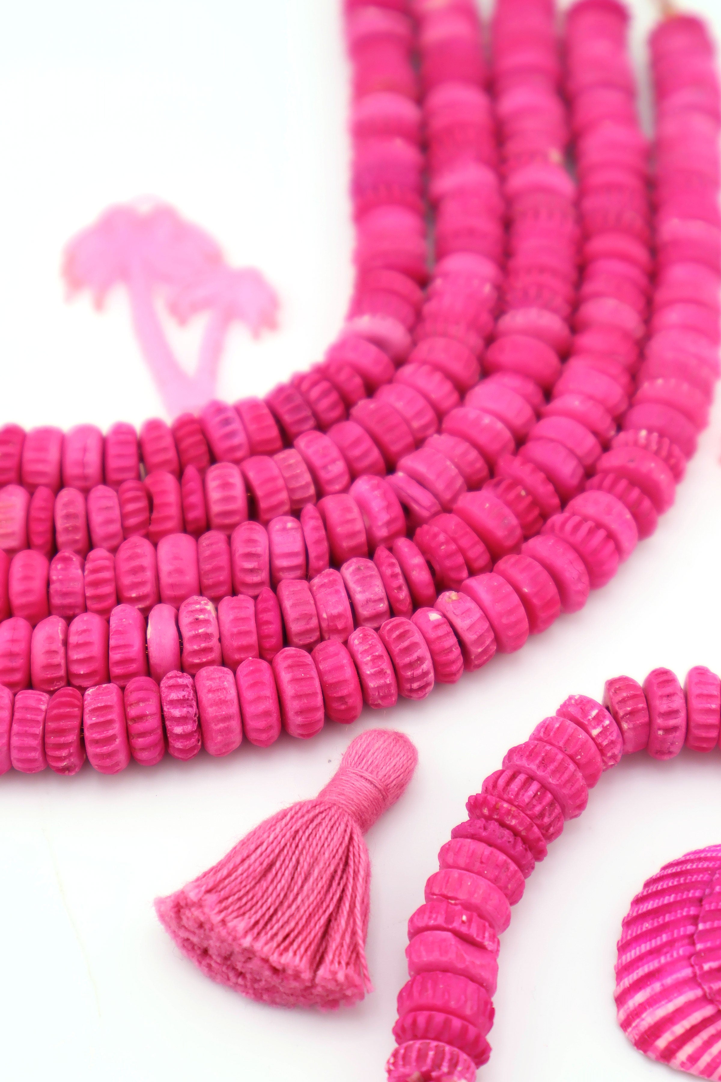 Carved Barbie Pink Donut Disc Bone Beads, 10x5mm, 50 beads ...