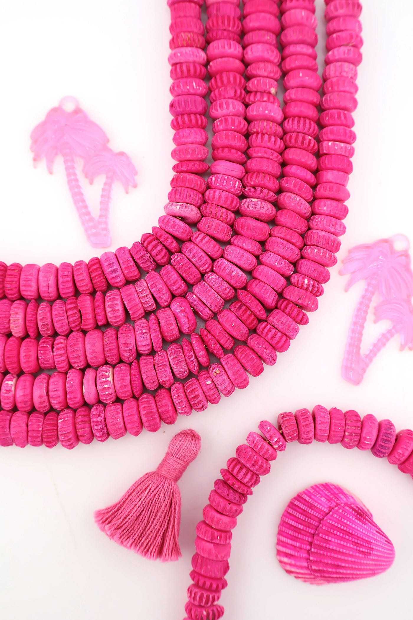 Carved Barbie Pink Donut Disc Bone Beads, 10x5mm, 50 beads