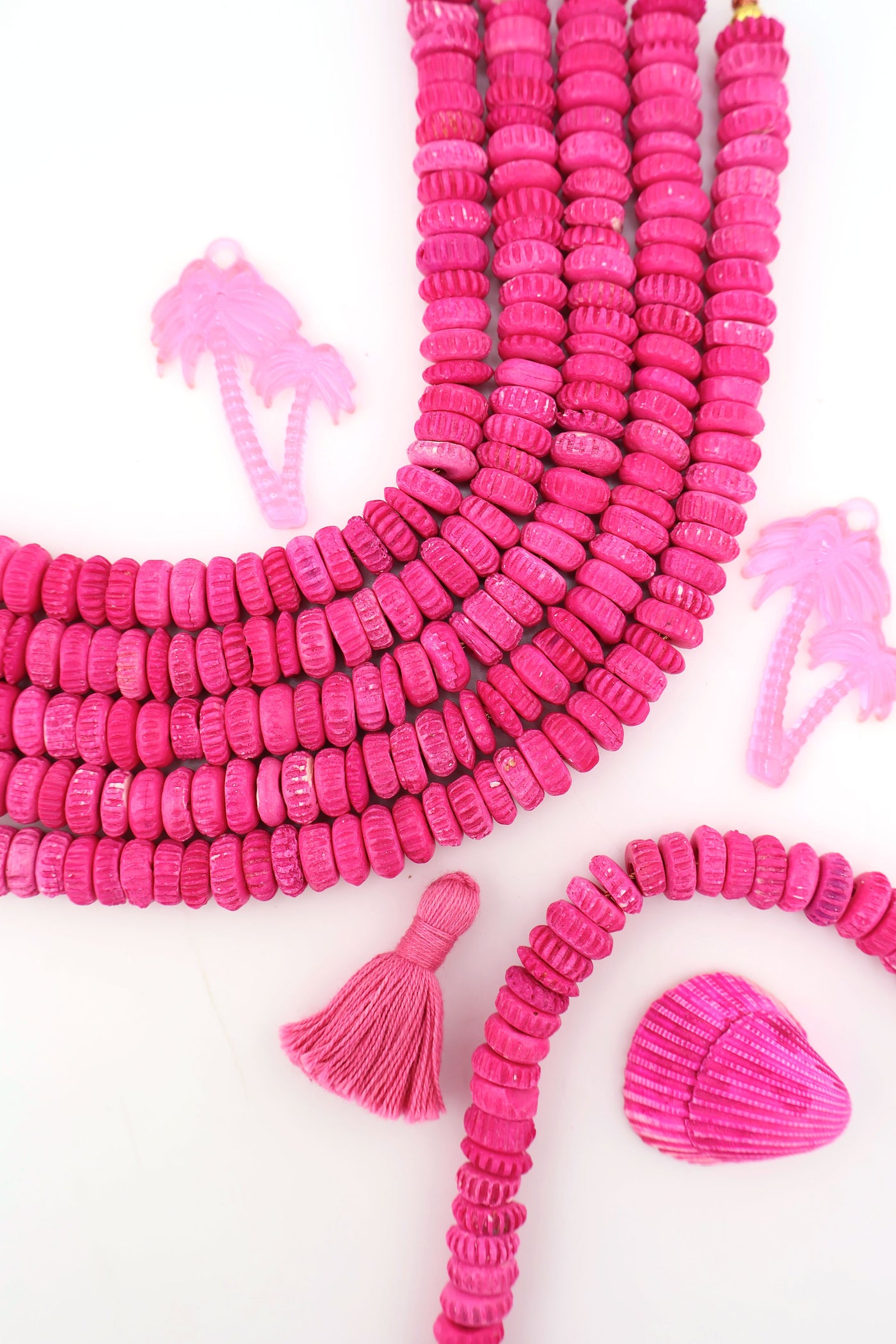 Carved Barbie Pink Donut Disc Bone Beads, 10x5mm, 50 beads