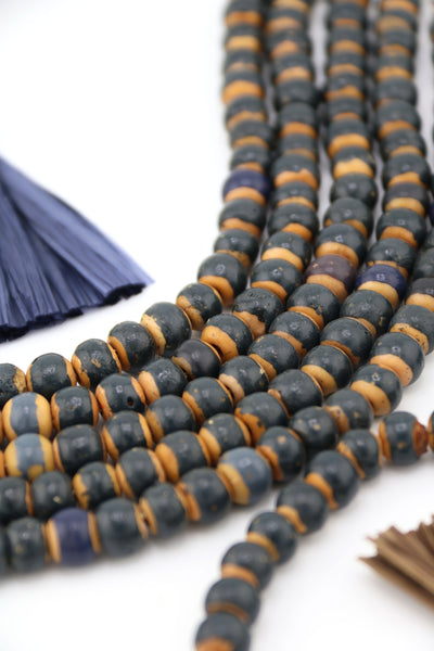  8mm Two Tone Charcoal & Brown Rondelle Bone Beads, 8x7mm, eco-friendly beads for  DIY jewelry