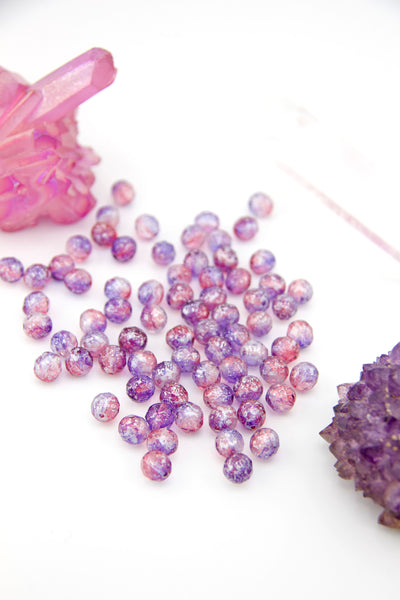 Pink & Purple Czech Glass Faceted Round with Silver Finish, 8mm, 20 Beads