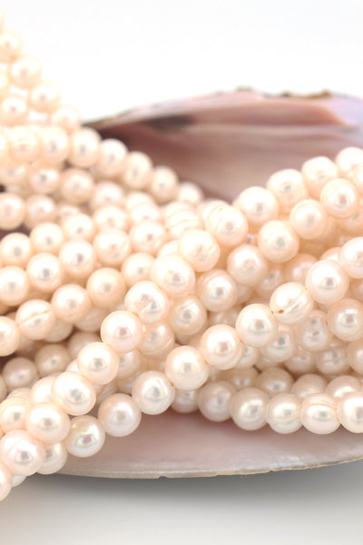 A Grade Large Hole Pearls, 8-9mm, 2mm Hole, Half Strand, 27 beads