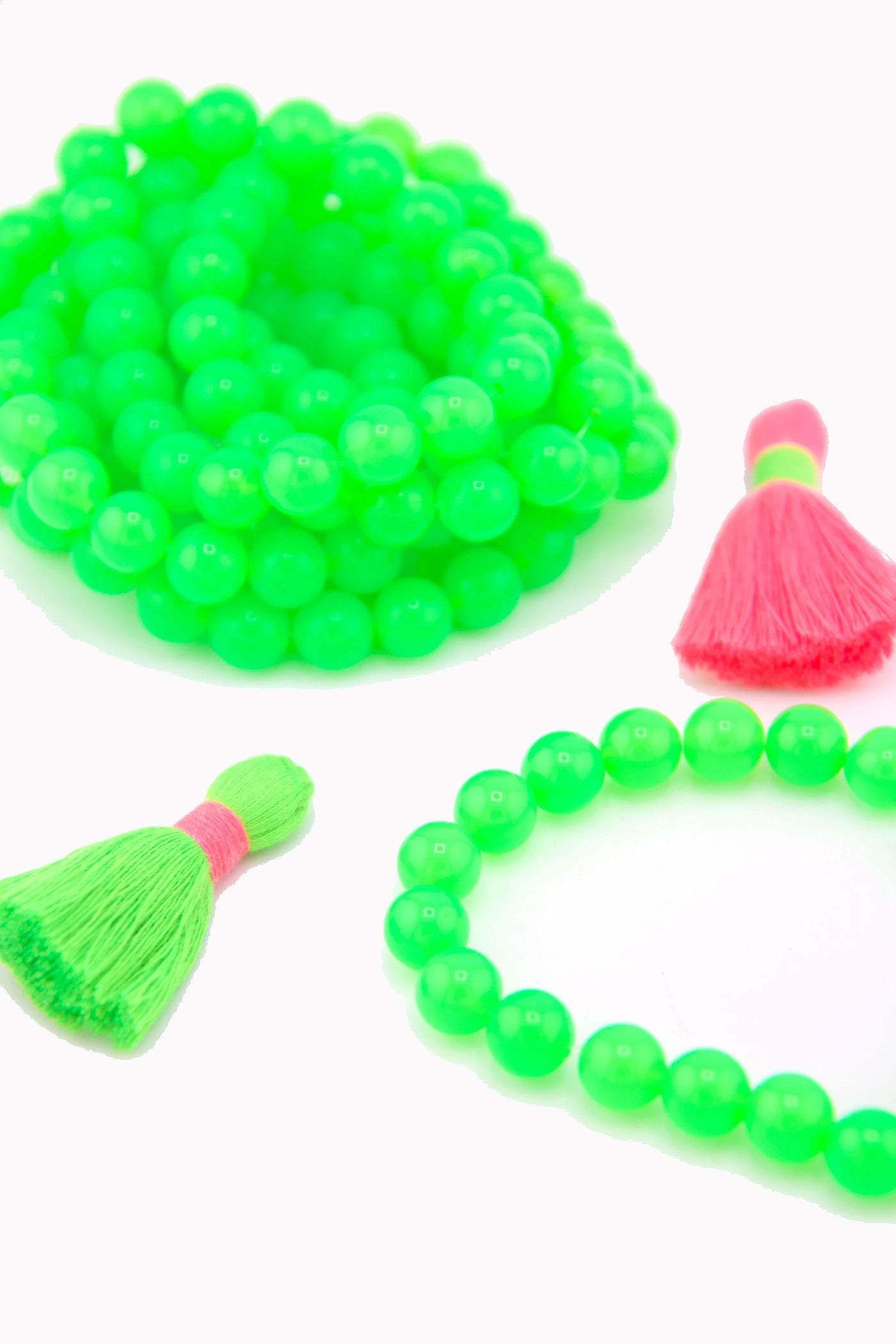 8mm Neon Green German Resin Round Beads, 20 Beads