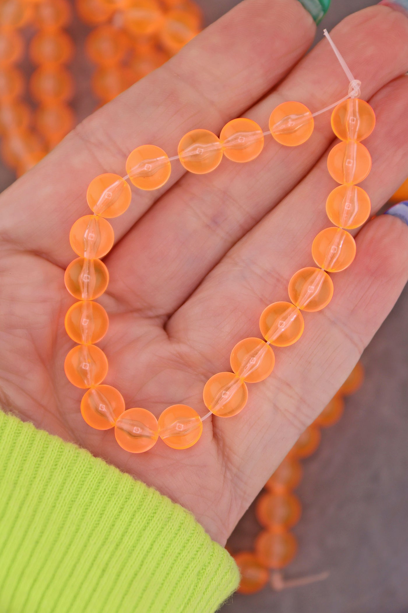 8mm Neon Orange German Resin Round Beads, 20 Beads for UV Glow Jewelry