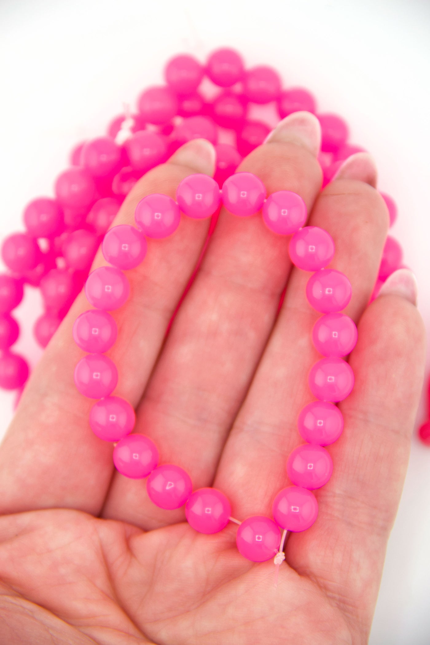 8mm Neon Pink German Resin Round Beads, 20 Beads for DIY Barbiecore jewelry