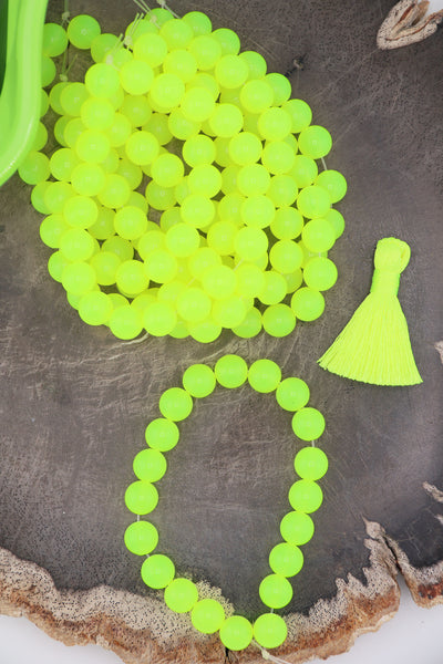 8mm Neon Yellow German Resin Round Beads, 20 Beads for UV Glow Jewelry