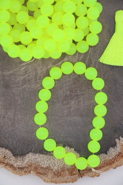 8mm Neon Yellow German Resin Round Beads, 20 Beads for UV Glow Jewelry