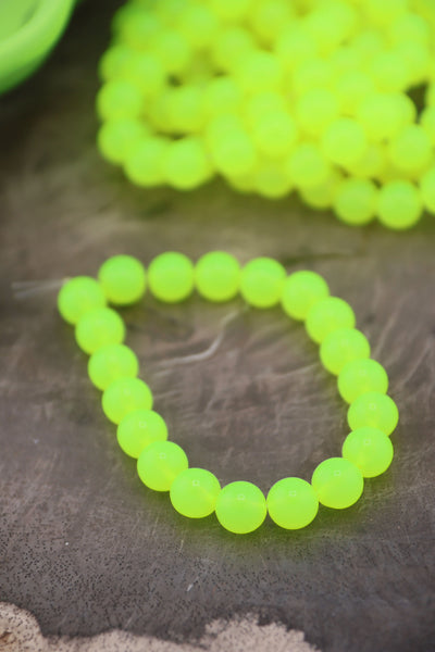 8mm Neon Yellow German Resin Round Beads, 20 Beads for UV Glow Jewelry