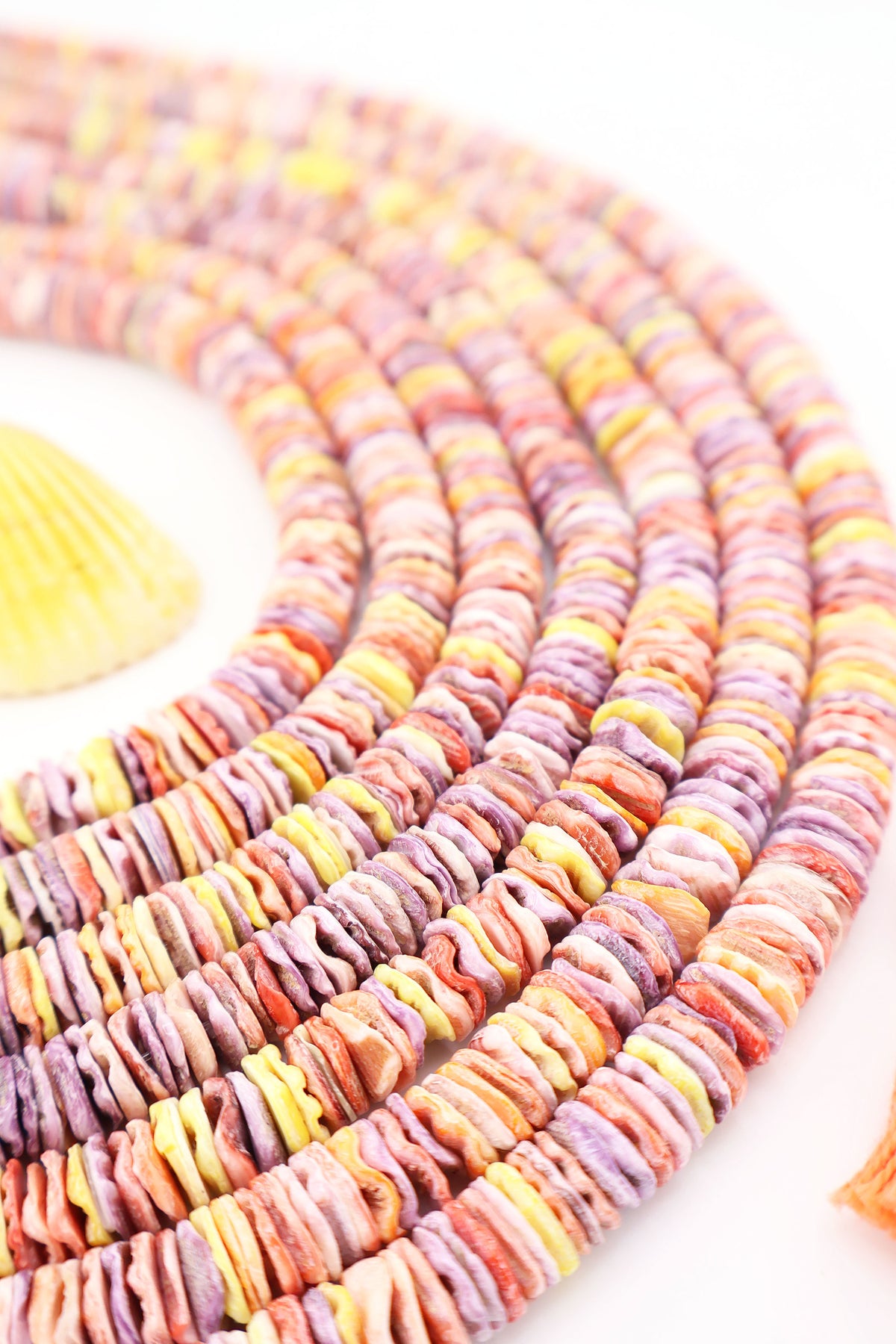 Rainbow Pectin Shell Wavy Heishi Beads, 8mm, for Mermaidcore DIY ...