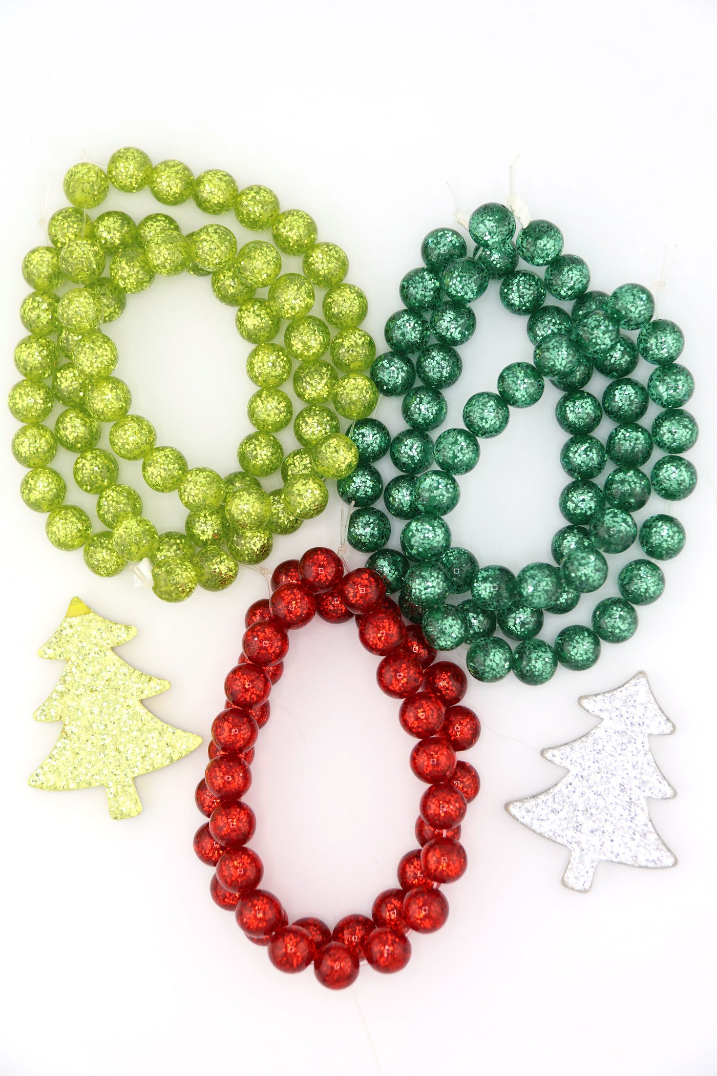 8mm Retro Christmas Glittery Round Italian Resin Beads, 20pc.