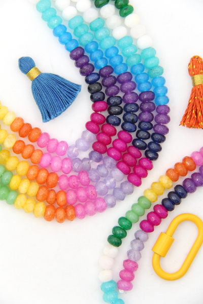 Rainbow Rondelle 8x5mm Ombre Multi Color Jade Bead Strands