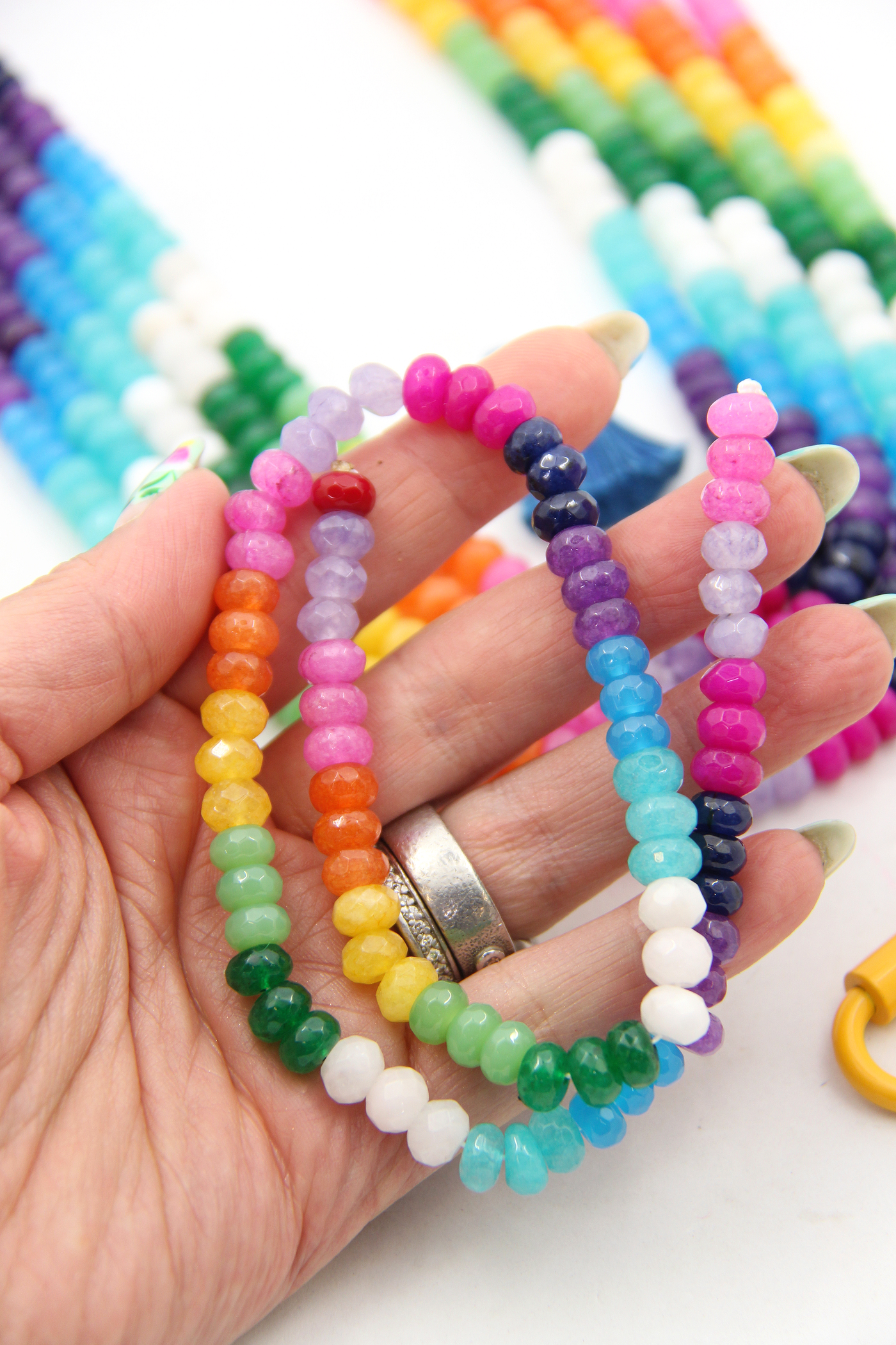 Mixed Color Faceted Rainbow Rondelle Beads