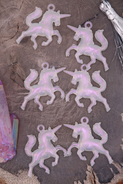 Opal Aura Unicorn Charm, 1.5" German Resin Pendants