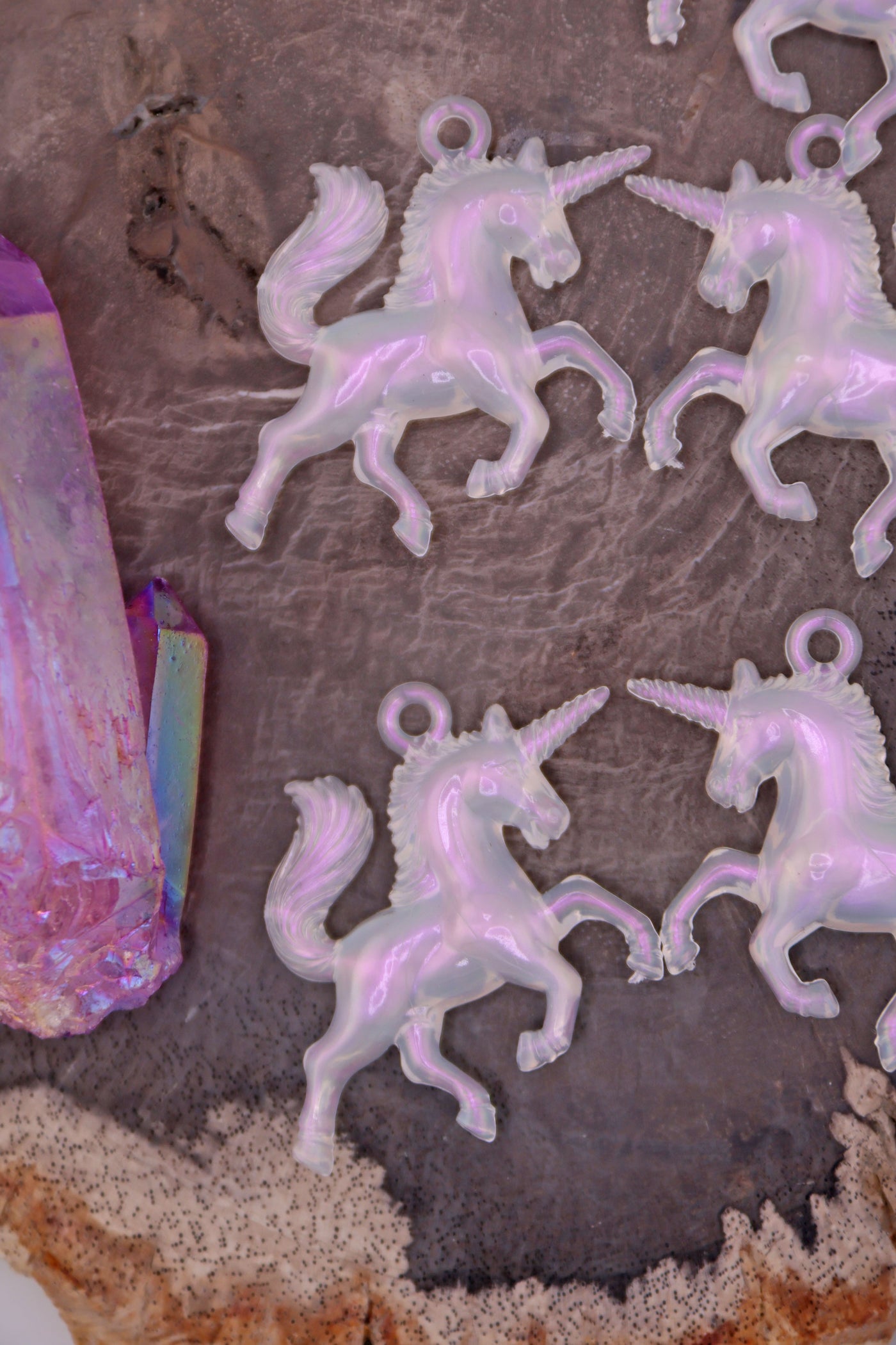 Opal Aura Unicorn Charm, 1.5" German Resin Pendants