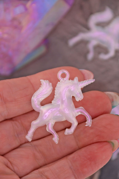 Opal Aura Unicorn Charm, 1.5" German Resin Pendants