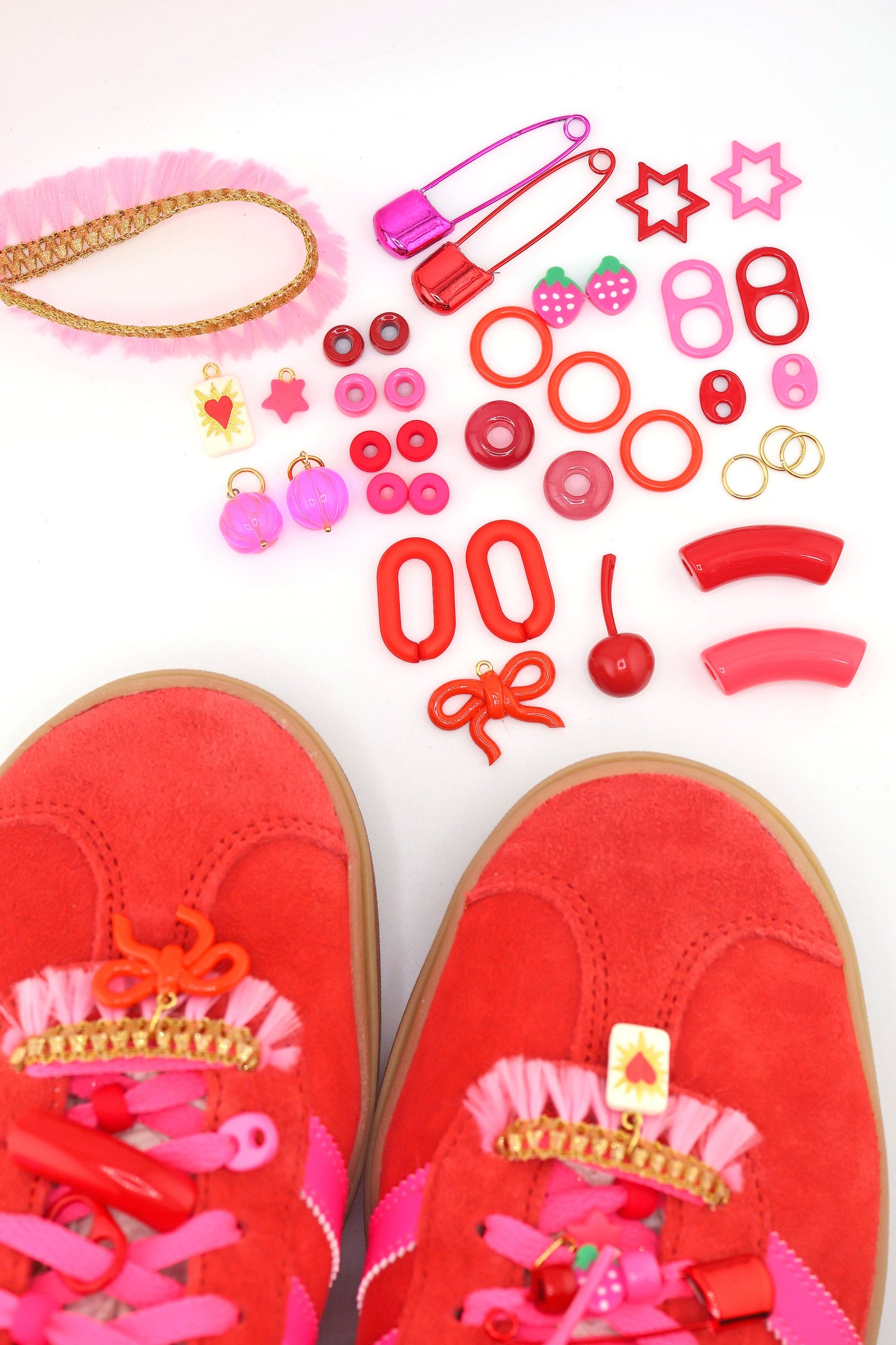 Shoe Charm DIY Kit, Sneaker Bling Pack in Pink & Red