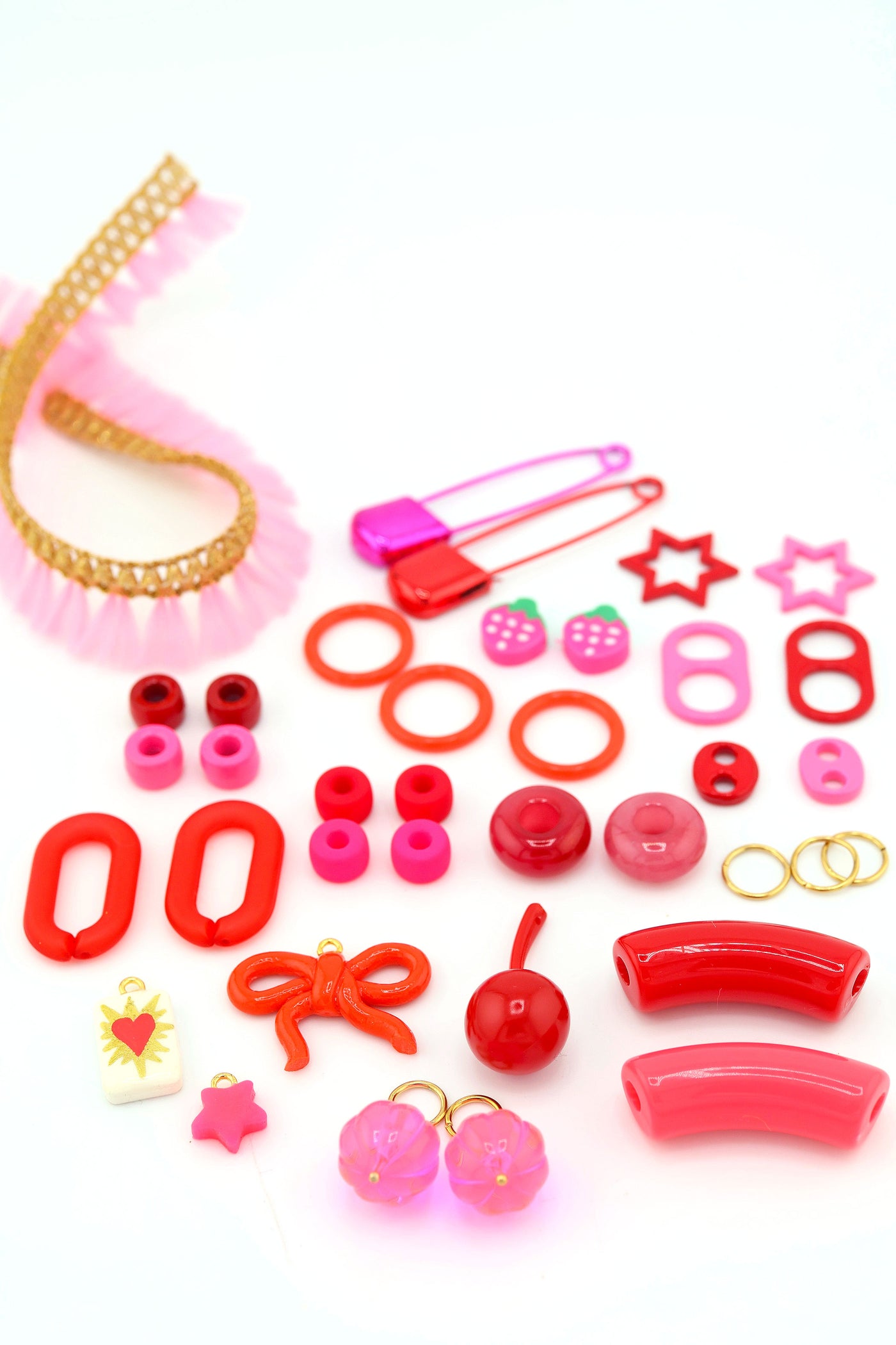 Shoe Charm DIY Kit, Sneaker Bling Pack in Pink & Red