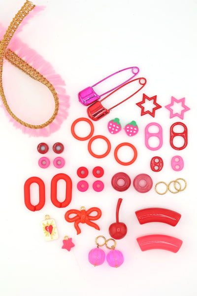 Shoe Charm DIY Kit, Sneaker Bling Pack in Pink & Red