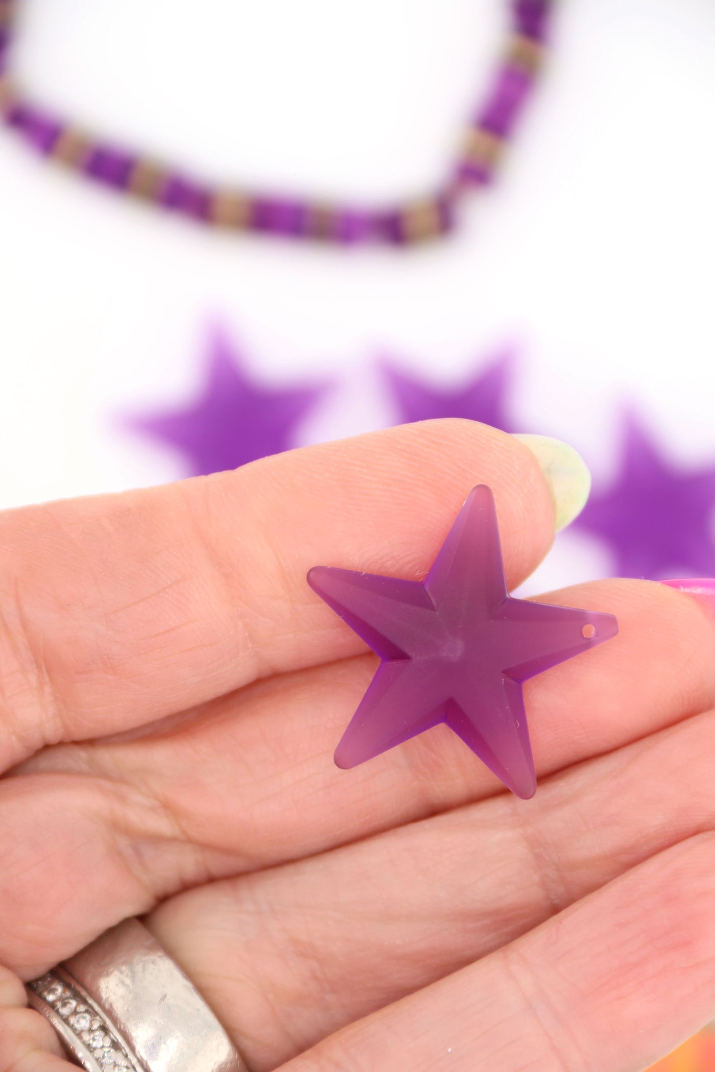 Star Charm in Matte Amethyst Ice Purple, German Resin, 1 Charm for DIY Jewelry, Purse & Shoe Charms