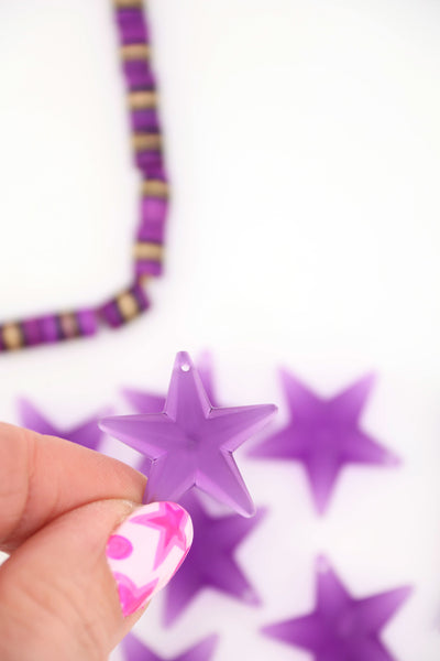 Star Charm in Matte Amethyst Ice Purple, German Resin, 1 Charm for DIY Jewelry, Purse & Shoe Charms