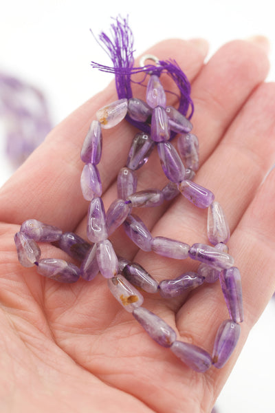 Purple Amethyst Smooth Nugget Beads, February Birth Stone Beads, 6x9mm