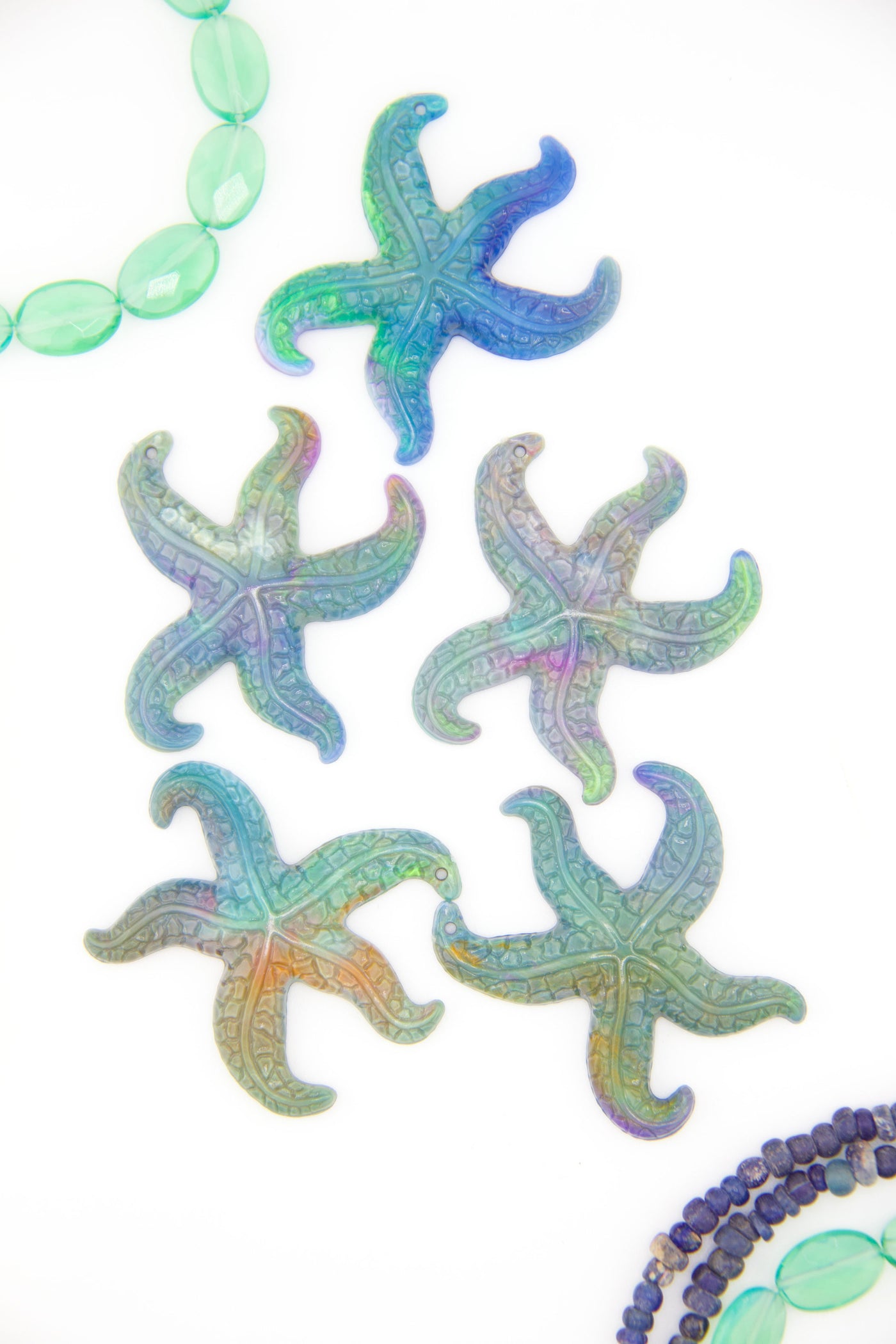 Aurora Marble Starfish German Resin Charm, 48mm, 1 Pendant