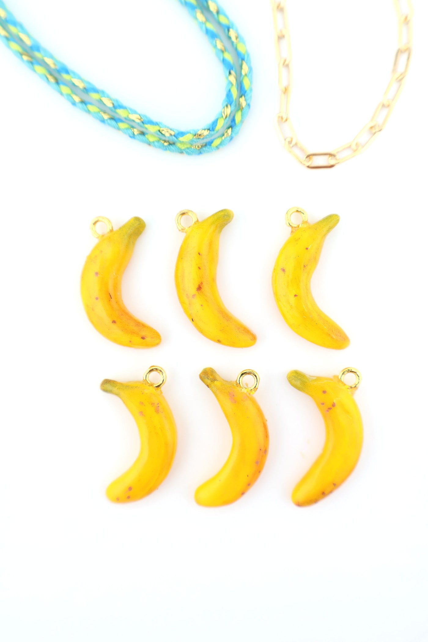 Banana Polymer Clay Charm, 22mm, 1 Handmade Pendant for making fruit charm DIY jewelry