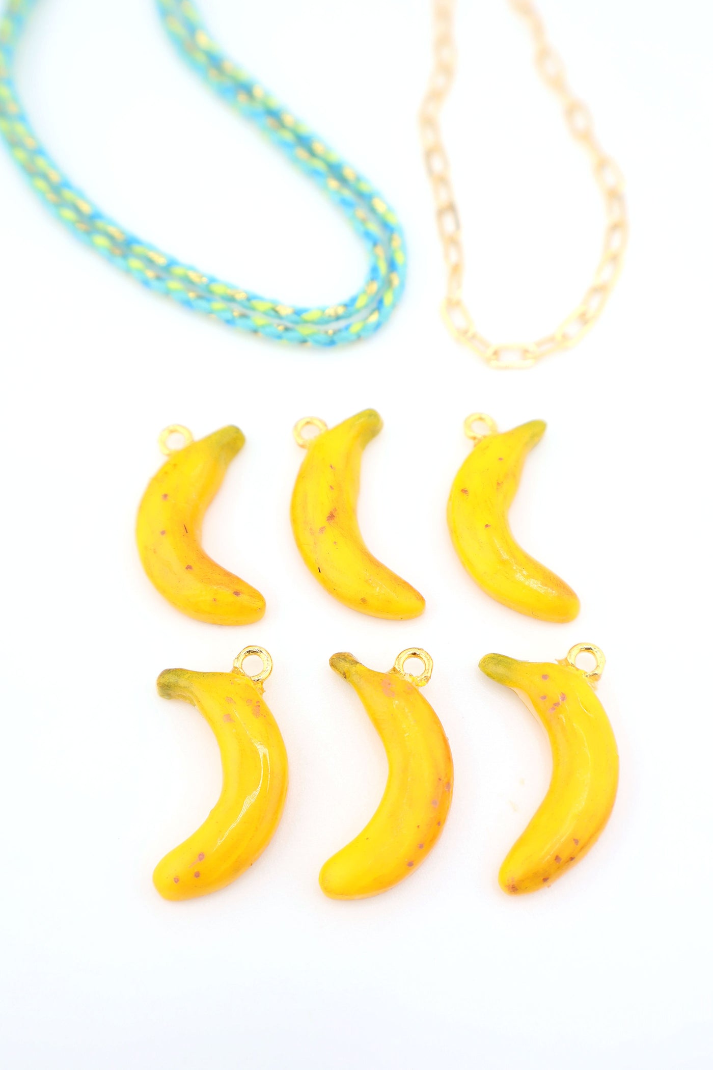 Banana Polymer Clay Charm, 22mm, 1 Handmade Pendant for making fruit charm DIY jewelry