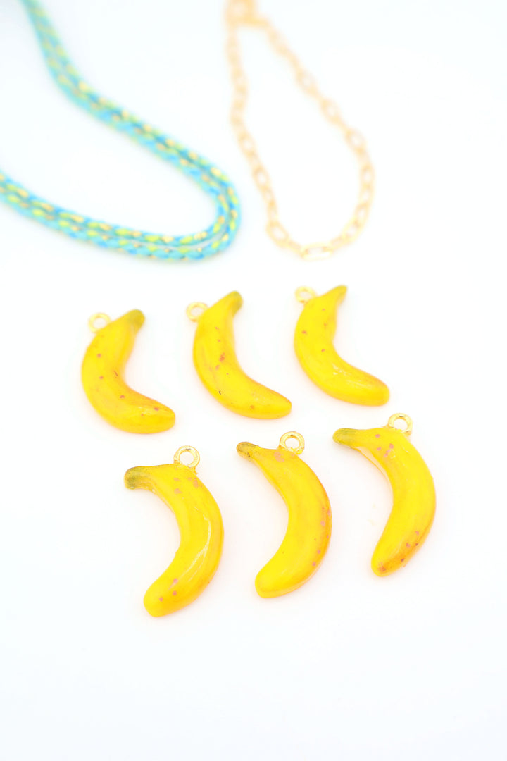 Banana Polymer Clay Charm, 22mm, 1 Handmade Pendant