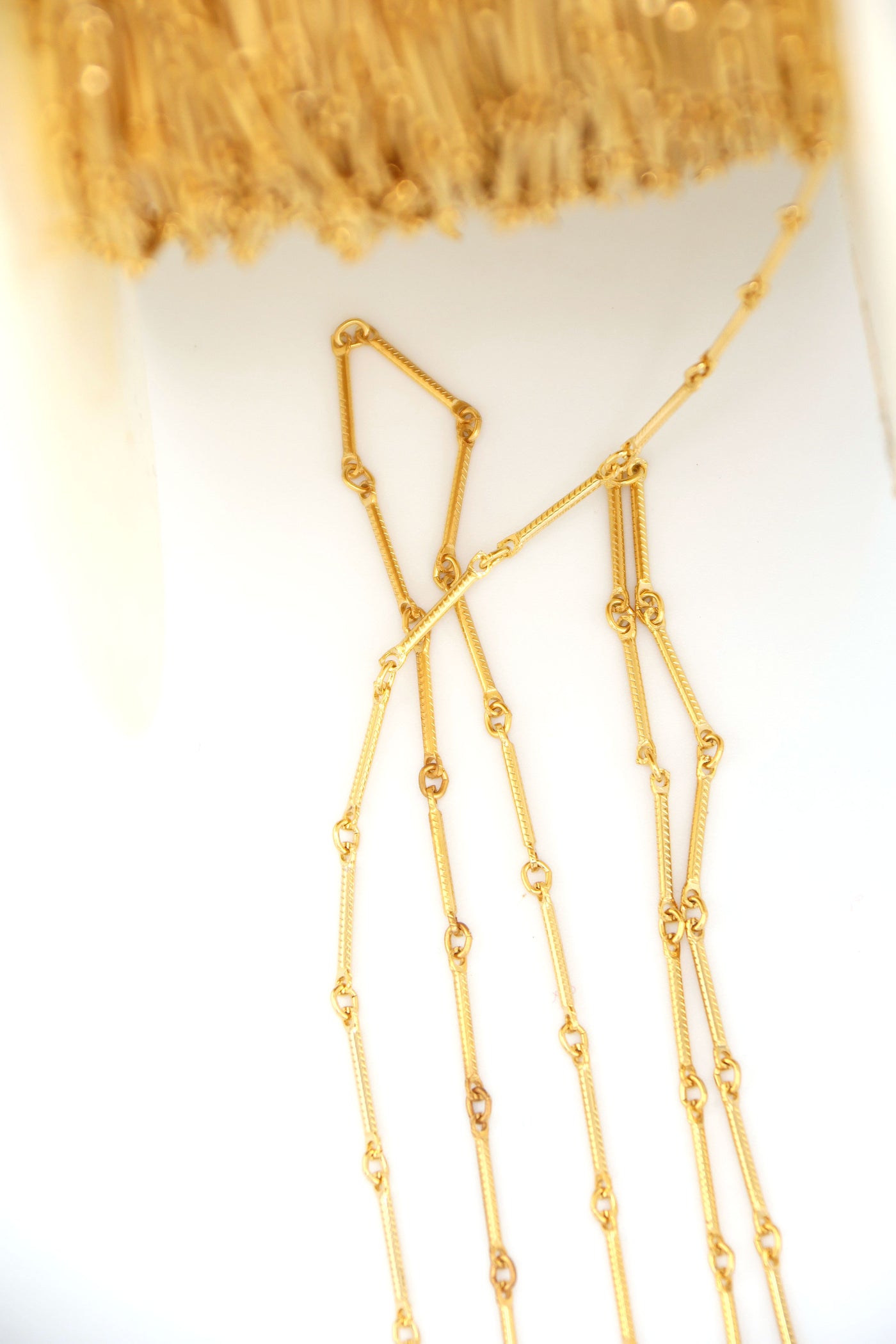 Gold Plated Dainty Bar Cable Chain, 13mm, By the Foot, for making trendy chain and charm necklaces