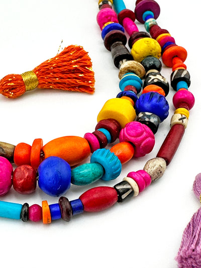 Fiesta Beads: Assorted Colorful Hand Carved Beads for Friendship Bracelets, 5-11mm