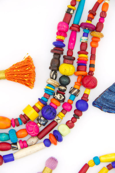 Fiesta Beads: Assorted Colorful Hand Carved Beads for Bracelets, 5-11mm
