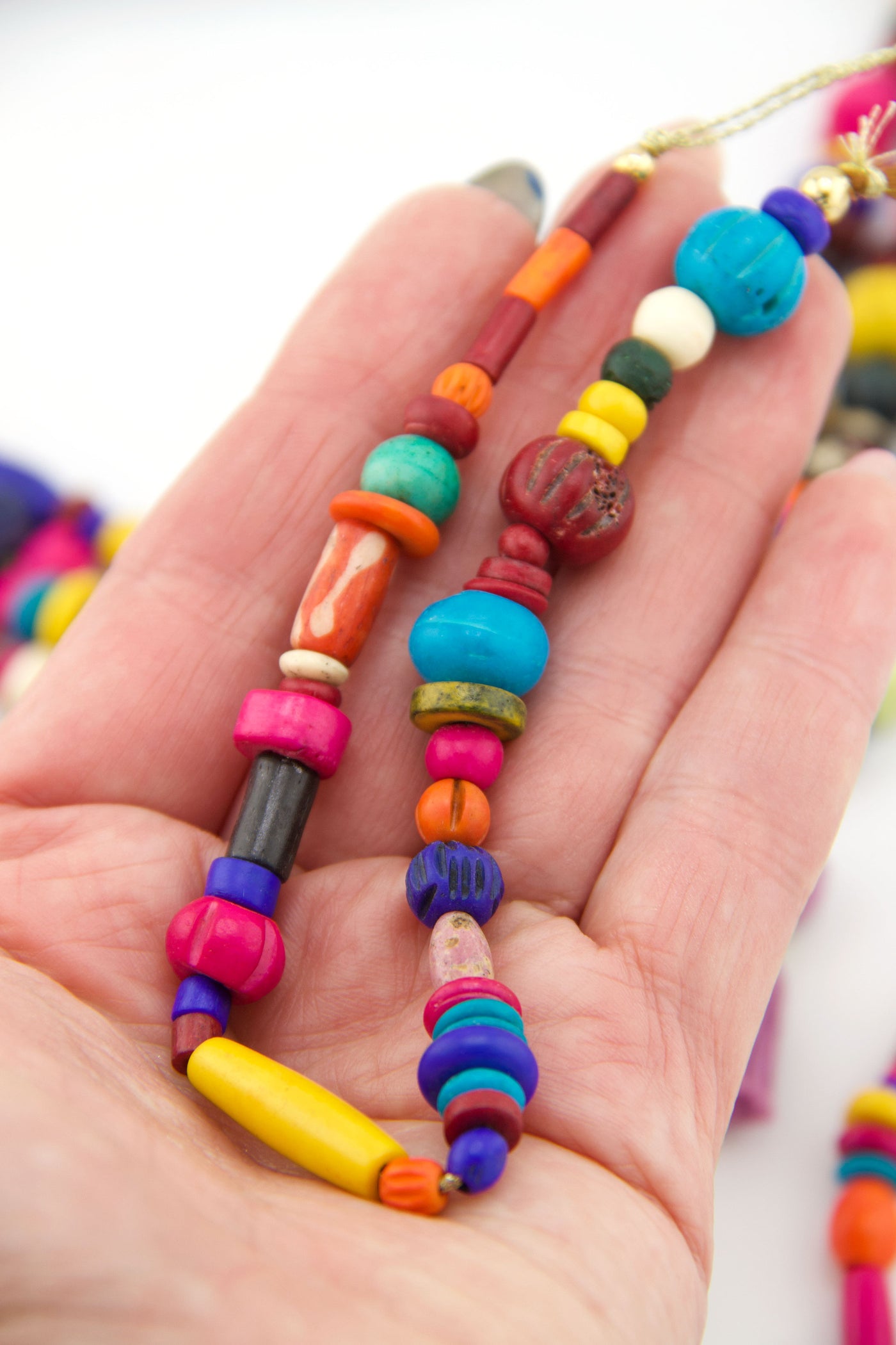 Fiesta Beads: Assorted Colorful Hand Carved Beads for Bracelets, 5-11mm