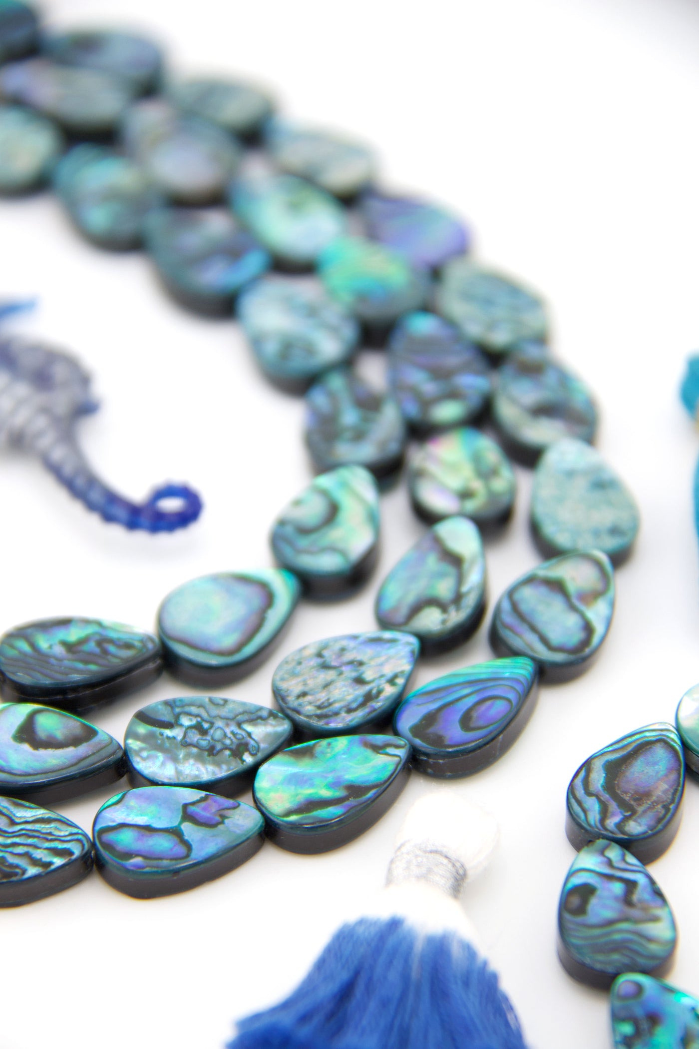 Aqua Paua Abalone Shell Teardrop Beads, 10x14mm, 16" strand