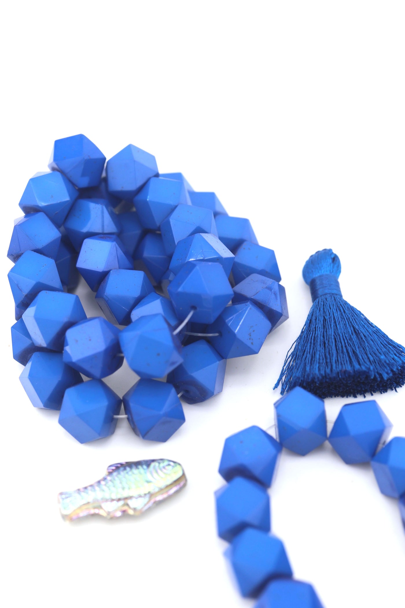 Classic Blue 12 Sided Faceted Cube Beads, German Resin, 10mm. for DIY Fisherman Aesthetic Jewelry, 