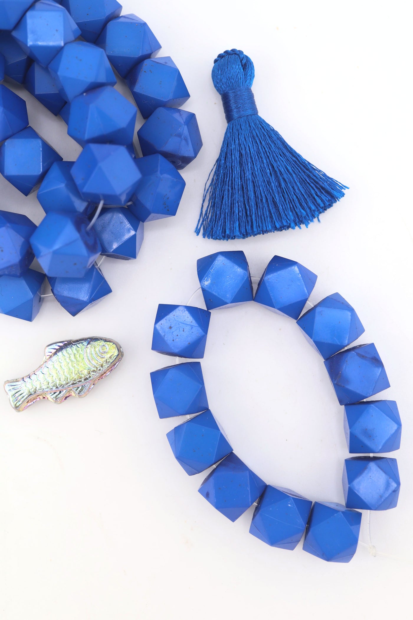 Classic Blue 12 Sided Faceted Cube Beads, German Resin, 10mm. for DIY Sardine Girl Summer Jewelry