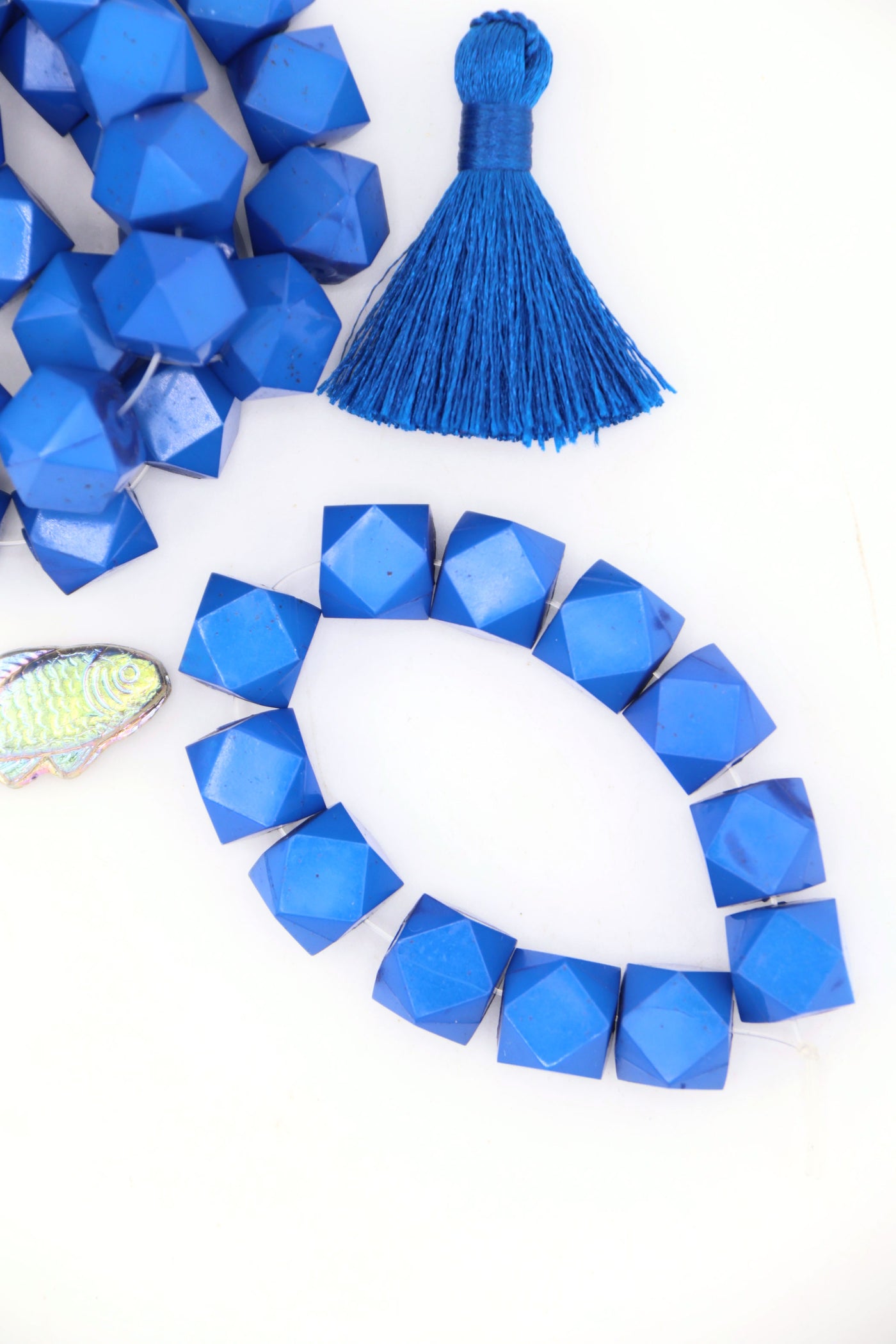 Classic Blue 12 Sided Faceted Cube Beads, German Resin, 10mm. for DIY Sardine Girl Summer Jewelry