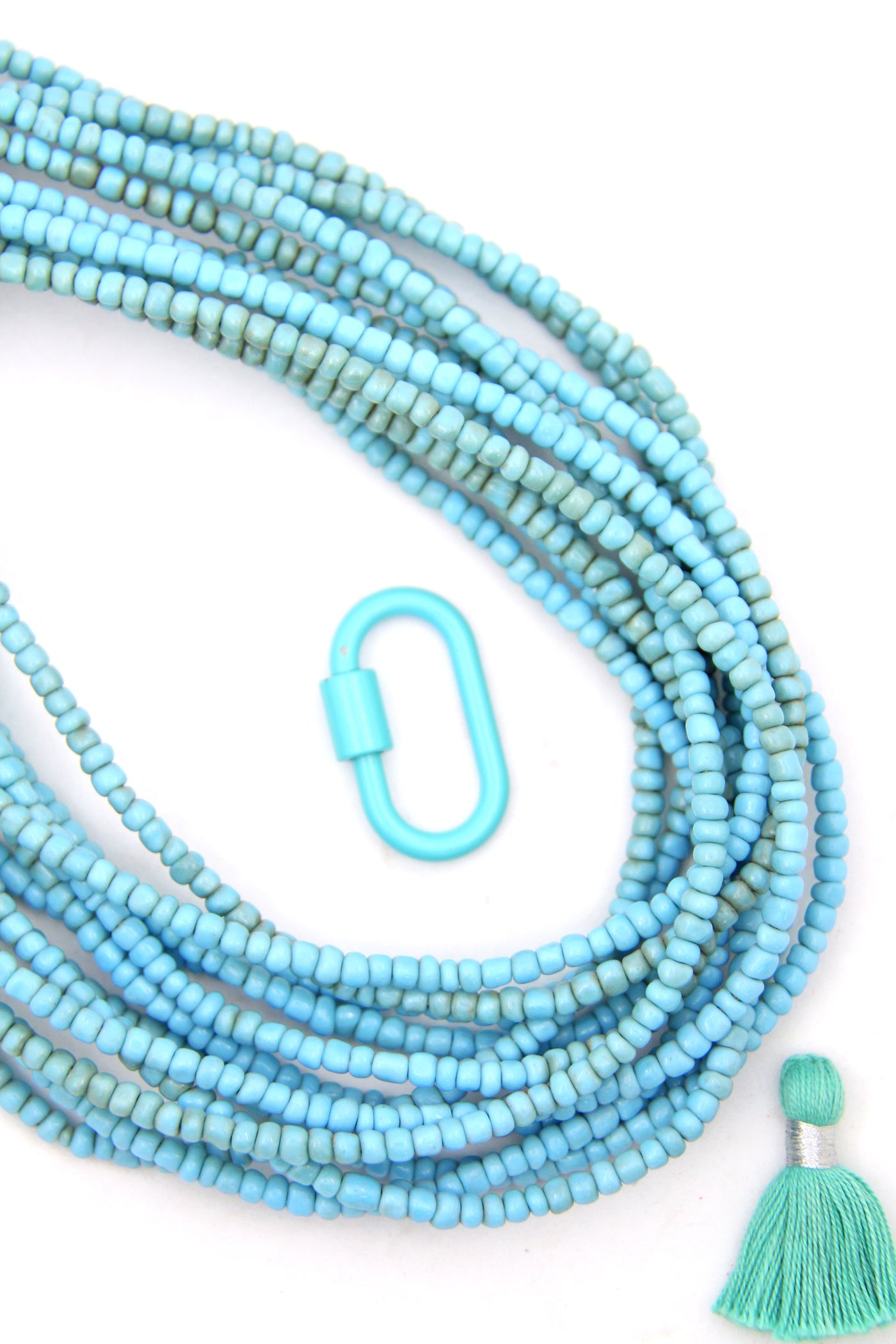 Aqua Blue Ghana Glass Beads, Beach Necklace, 4x3mm