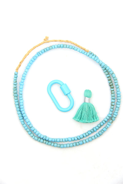 Blue glass beads for layering necklaces