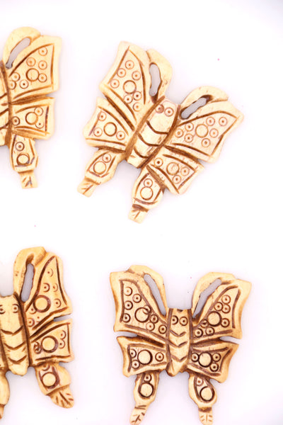 Butterfly Pendant, Hand Carved Bone, 1.5" Charm for making DIY nature-inspired jewelry
