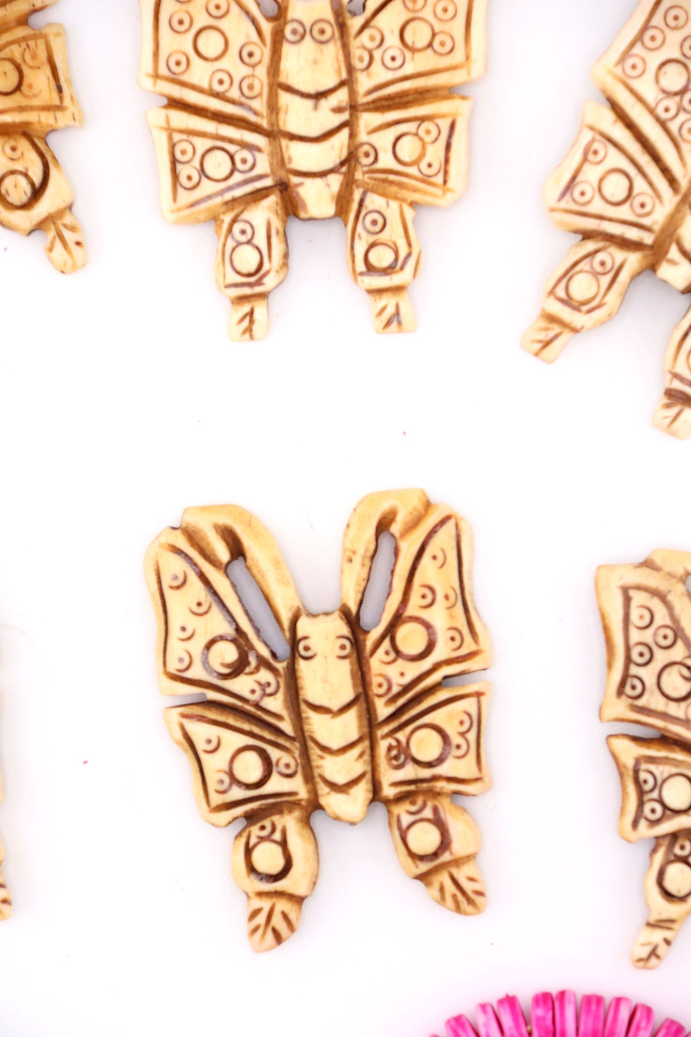 Butterfly Pendant, Hand Carved Bone, 1.5" Charm for making DIY nature-inspired jewelry