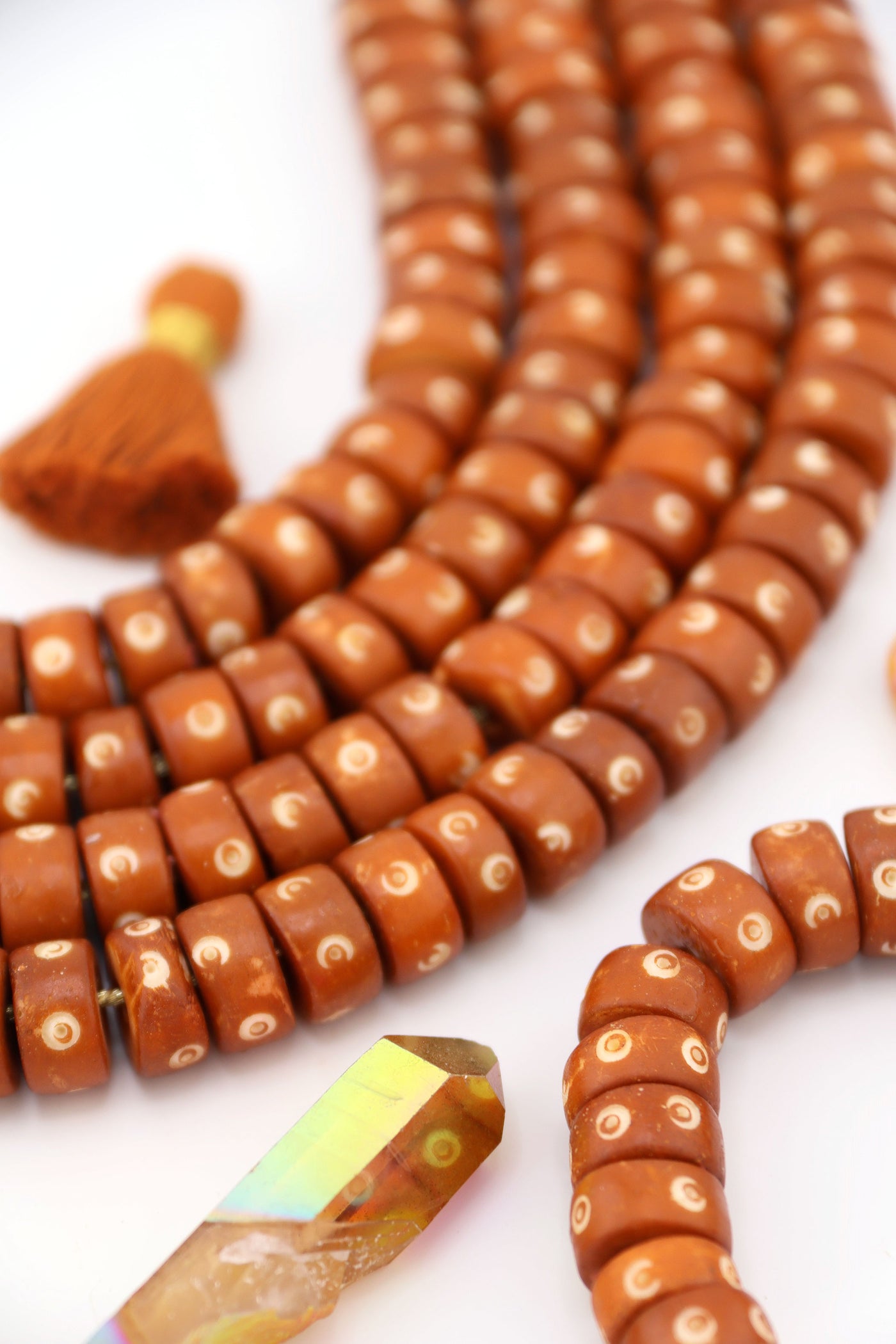 Butterscotch 12x6mm Handmade Rondelle Bone Beads These earthy neutral bone beads are made in India