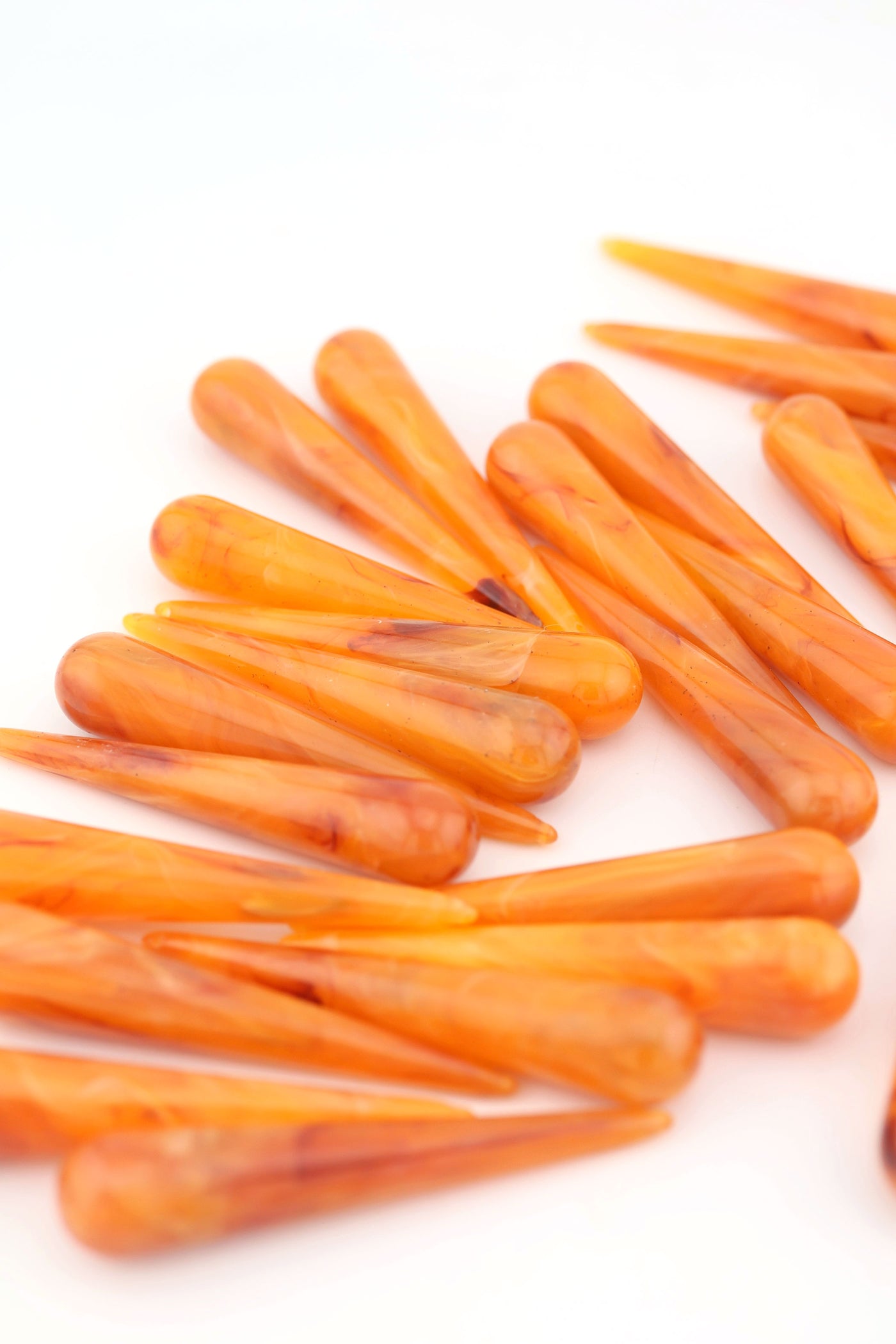 Orange teardrop beads for making Showgirl jewelry