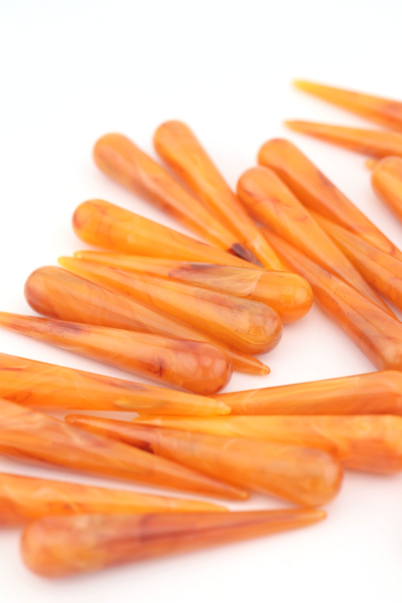 Orange teardrop beads for making Showgirl jewelry