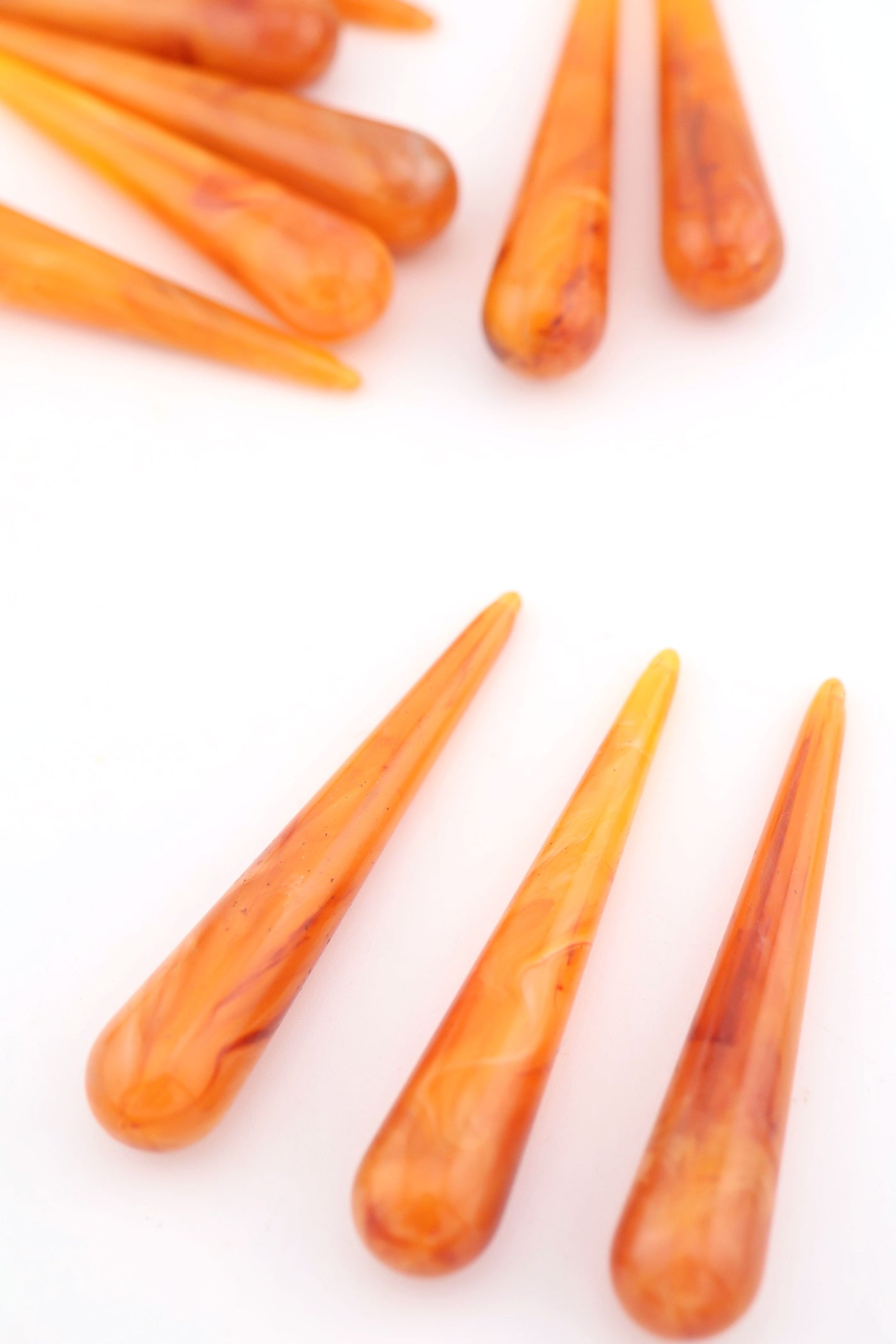Orange teardrop beads for making Showgirl jewelry