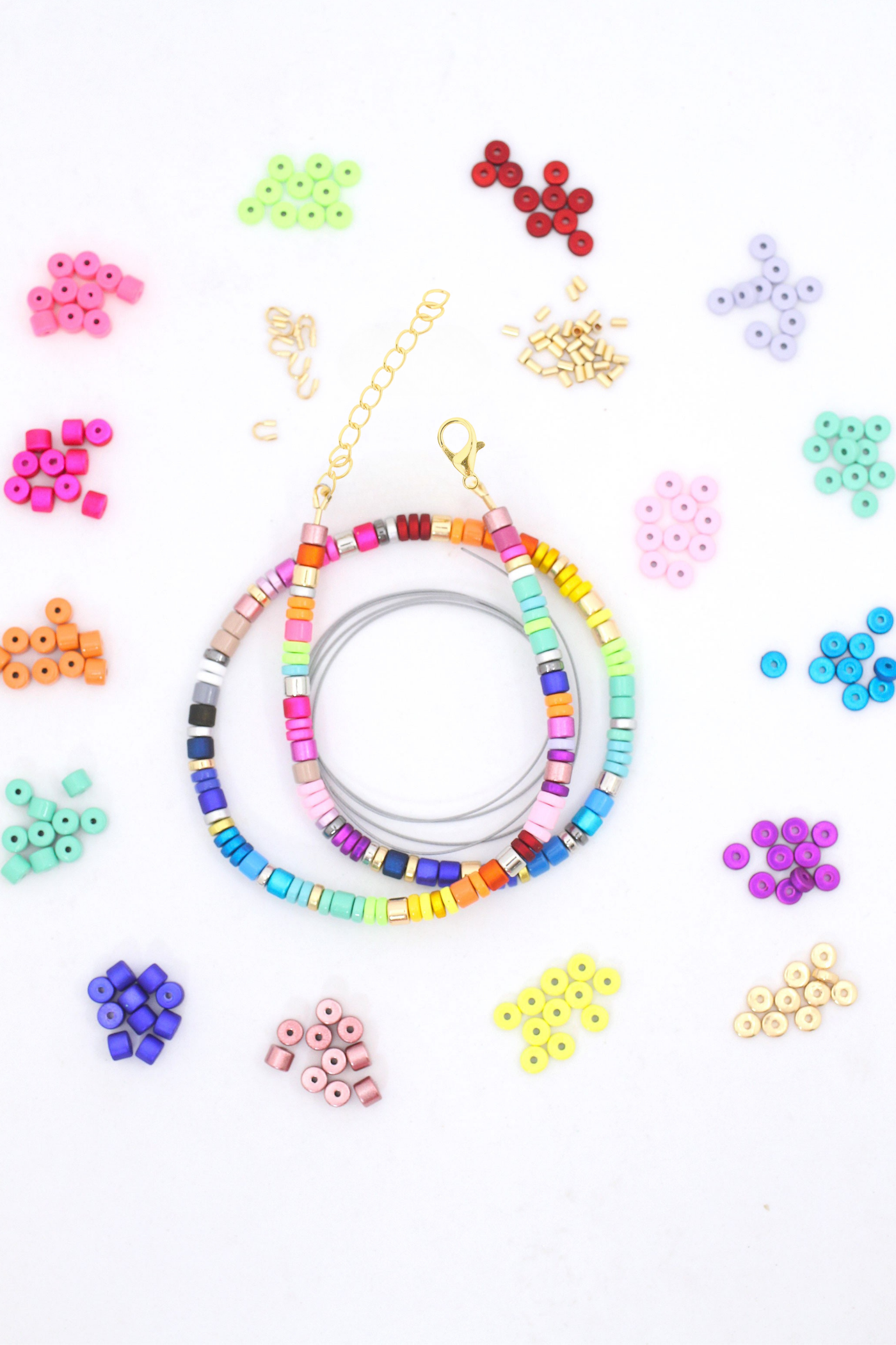 DIY Beaded Jewelry Making Kit: Enamel Candy Disc Necklace, Multicolor Bead Assortment