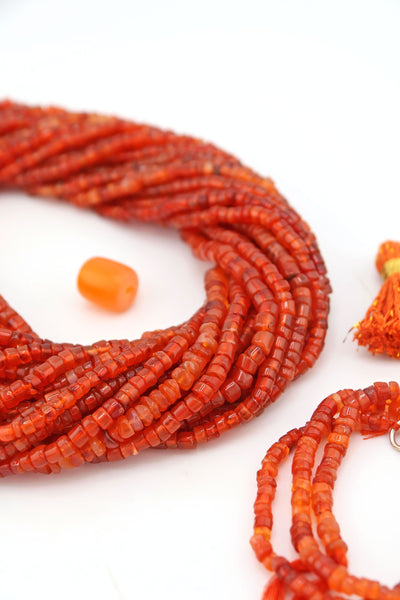 Carnelian Smooth Heishi Tyre Beads, 4-6mm, 14 inch strand, natural orange August birth stone