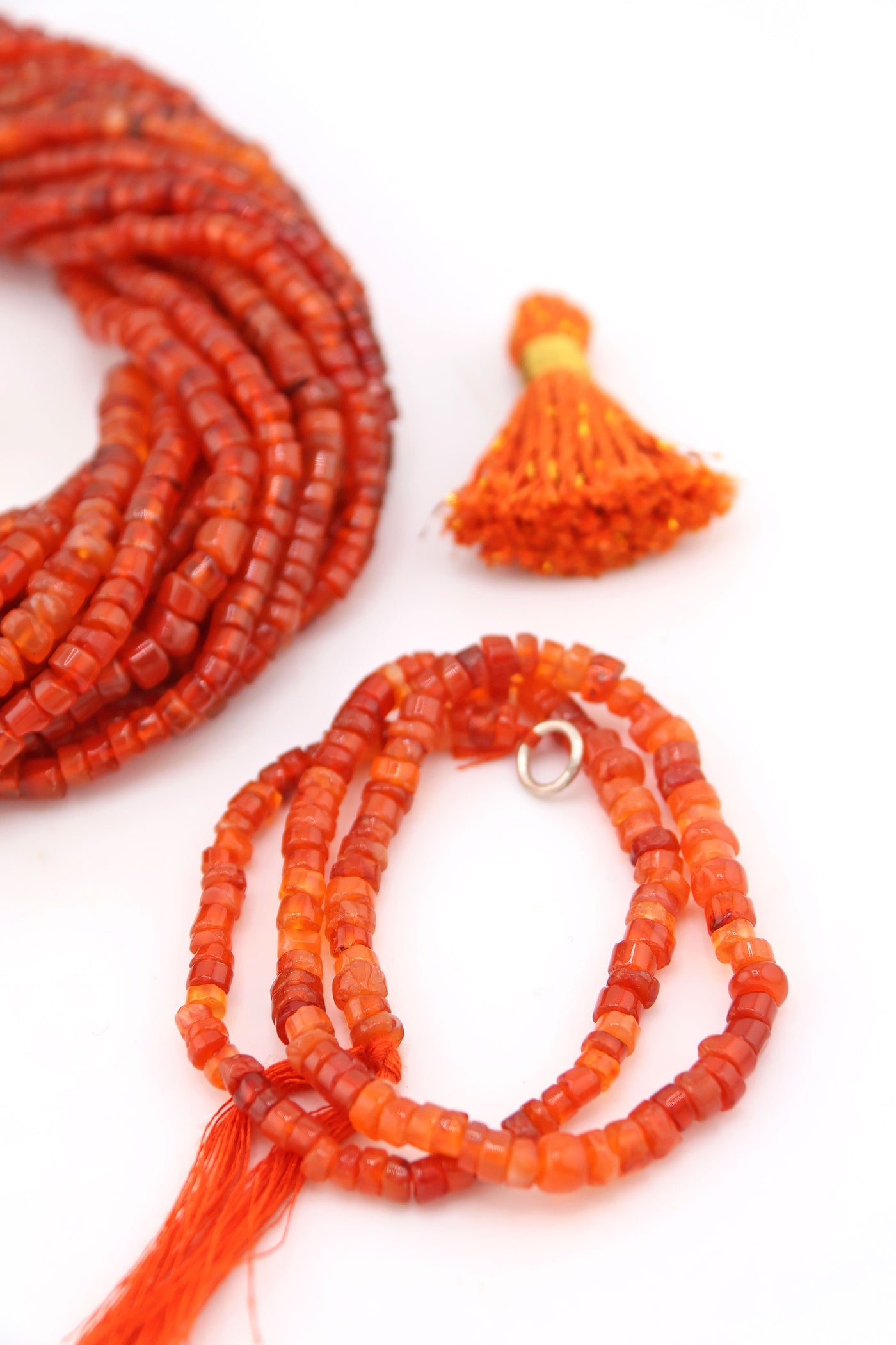 Carnelian Smooth Heishi Tyre Beads, 4-6mm, 14 inch strand, natural orange August birth stone